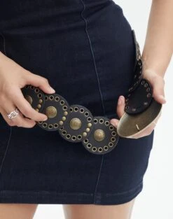 Brass Circle Detail Belt 25 Brass Circle Detail Belt -Everrastyle Shop suri circle belt black imageback be131016new