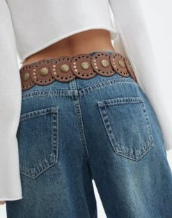 Brass Circle Detail Belt 29 Brass Circle Detail Belt -Everrastyle Shop suri circle belt brown back be131016new