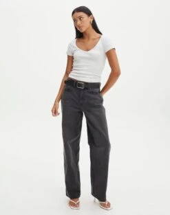 Cropped V Neck Tee -Everrastyle Shop susu v neck top snow marle full ts122528rib