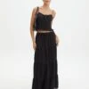 Linen Blend Tiered Maxi Skirt -Everrastyle Shop t boppie tiered linen maxi skirt black front sl120340tlv