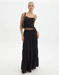 Cargo Wrap Mini Skirt -Everrastyle Shop t boppie tiered linen maxi skirt black front sl120340tlv 2