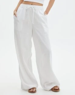 Linen Blend Pants -Everrastyle Shop t co dallas linen pant white full pw115995tlv