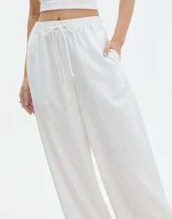 Linen Blend Pants -Everrastyle Shop t co dallas linen pant white imageback pw115995tlv