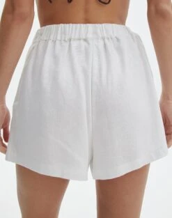 Linen Blend Tie Waist Shorts -Everrastyle Shop t co dallas tie waist short white back sw123546tlv