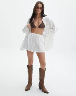 Linen Blend Tie Waist Shorts