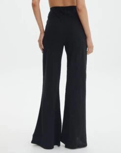 Linen Blend Wide Leg Pants -Everrastyle Shop t co dizzy flared pant black back pw118952tlv