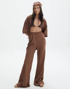 Satin Straight Leg Pant -Everrastyle Shop t co dizzy flared pant deep umber front pw118952tlv 1