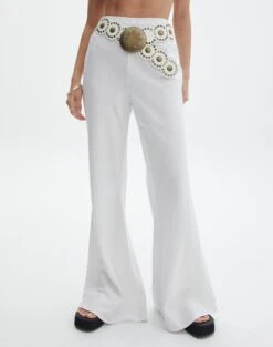 Linen Blend Wide Leg Pants -Everrastyle Shop t co dizzy flared pant white full pw118952tlv
