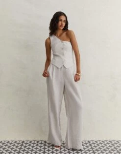 Linen Tailored Vest -Everrastyle Shop t co harley tailored linen pant head in the sandmilk front pw120209tcd 1