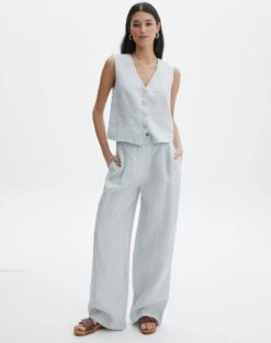 Linen Blend Tailored Pant -Everrastyle Shop t co harley tailored linen pant icecapmilk front pw120209tcd