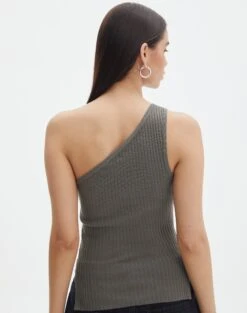 One Shoulder Split Side Knit Top -Everrastyle Shop t co mango one shoulder knit cypress back kv55101tknt