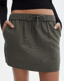 Linen Blend Mini Skirt 34 Linen Blend Mini Skirt -Everrastyle Shop t mila tie waist mini skirt cypress full ss116071tlv