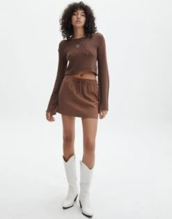 Long Sleeve Linen Blend Shirt -Everrastyle Shop t mila tie waist mini skirt deep umber front ss116071tlv