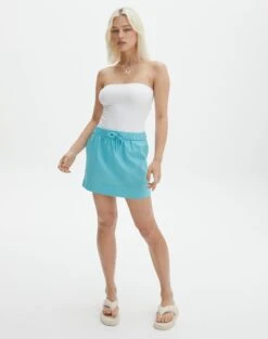 Shimmer Knit Mini Skirt -Everrastyle Shop t mila tie waist mini skirt electric teal front ss116071tlv 8