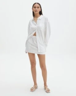 Linen Blend Mini Skirt 29 Linen Blend Mini Skirt -Everrastyle Shop t mila tie waist mini skirt white detail ss116071tlv