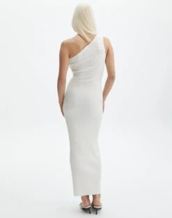 One Shoulder Knit Maxi Dress -Everrastyle Shop t oaklee one shoulder knit dress milk back kd115461tknt