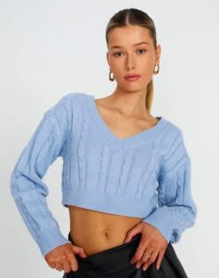 Off Shoulder Long Sleeve Top 34 Off Shoulder Long Sleeve Top -Everrastyle Shop tartt cable v neck crop monday blues front kl78966ca 10