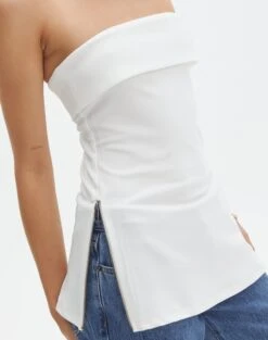 Foldover Zip Tube Top -Everrastyle Shop tatiana fold down side zip tube top milk imageback bv124397pln