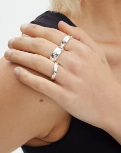 Chunky Ring 3 Pack -Everrastyle Shop three gold rings silver full je52535rng