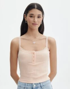 Twist Front Rib Knit Crop Top -Everrastyle Shop tina lace trim cami fuzzy peaches front tv107385rib