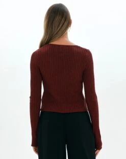 Double Tie Front Ribbed Knit Top -Everrastyle Shop tracy textured tie knit red chocolate back kc90452knt