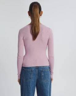 Twist Split Front Long Sleeve Knit -Everrastyle Shop travi twist front longsleeve shrinking violet back kl63496knt