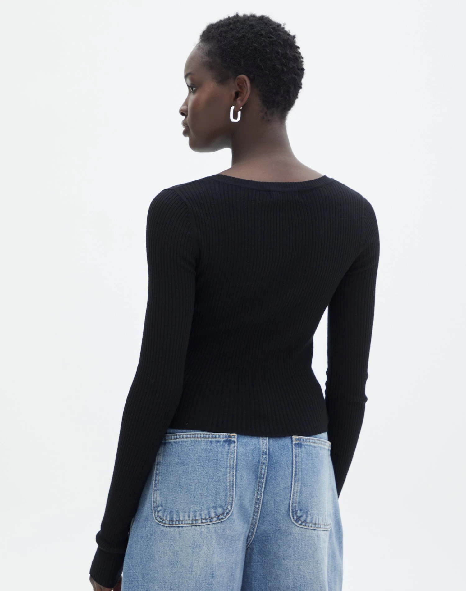 Ribbed V Neck Long Sleeve Knit 11 Ribbed V Neck Long Sleeve Knit - Image 9