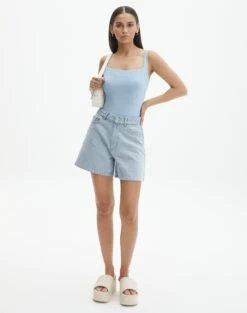 Supersoft Square Neck Bodysuit -Everrastyle Shop veronika square neck bodysuit blue bubble full tb54146pln