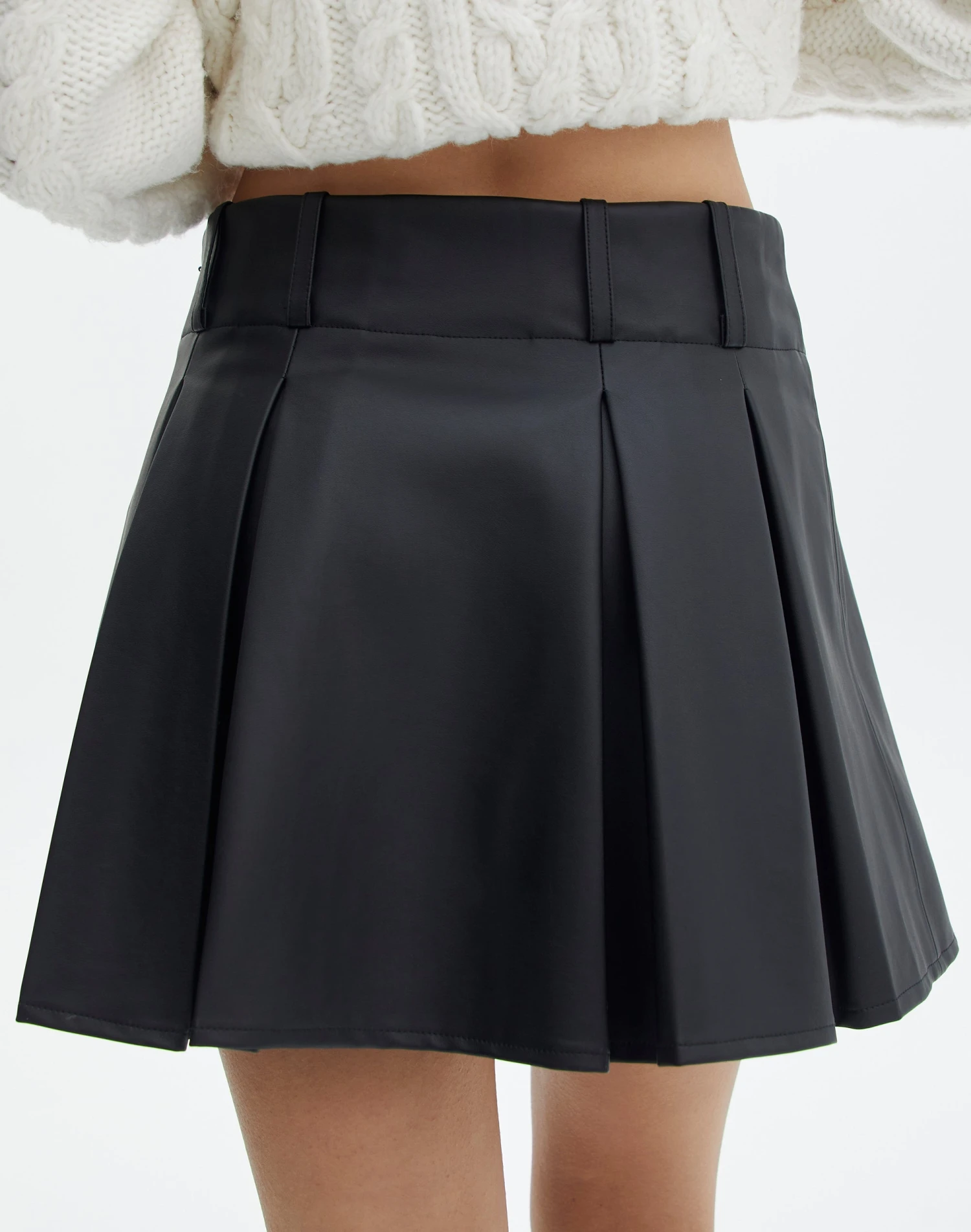 Faux Leather Pleated Mini Skirt 5 Faux Leather Pleated Mini Skirt - Image 3