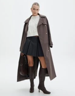 Faux Leather Pleated Mini Skirt