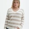 Print Knit V Neck Jumper -Everrastyle Shop vivi v neck jumper rib stripe front kl78867rjac 1