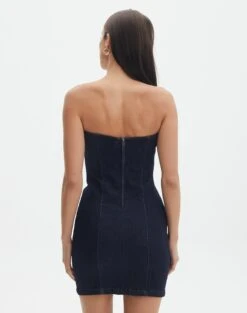 Strapless Denim Offcut Mini Dress -Everrastyle Shop vn offcut denim strapless mini dress last rodeo indigo back ds55384vin