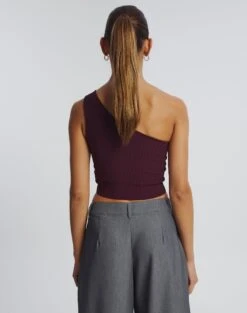 One Shoulder Ribbed Tank -Everrastyle Shop wirius one shoulder cherry oh back kv44069rib