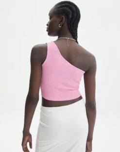 One Shoulder Ribbed Tank -Everrastyle Shop wirius one shoulder smell the roses back kv44069rib