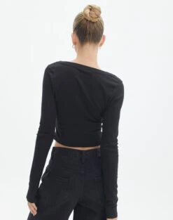 Cotton Scoop Neck Long Sleeve Top 24 Cotton Scoop Neck Long Sleeve Top -Everrastyle Shop wylie wide rib scoop black back tl53892prib