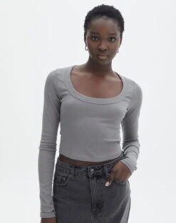 Ringspun Denim Skirt -Everrastyle Shop wylie wide rib scoop gunsmoke front tl53892prib 1