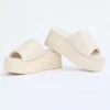 Platform Faux Leather Slide -Everrastyle Shop yasmin platform slide bone front sh111104pu 3