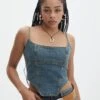 Ringspun Denim Zip Back Corset -Everrastyle Shop yolanda denim corset ethal ringspun front bv126939spu 4