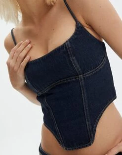 Denim Corset Top -Everrastyle Shop yolanda denim corset top last rodeo indigo imageback bv126939rdnm