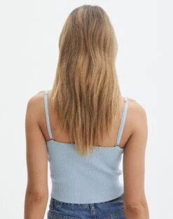 Knit V Neck Tank Top -Everrastyle Shop yves v neck tank blue bubble back kv125600vn