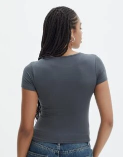 Zip Detailed Crop Tee -Everrastyle Shop zala zip top shadow dancer back ts107400vis