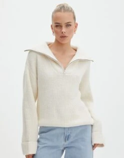 Oversized Quarter Zip Knit Jumper