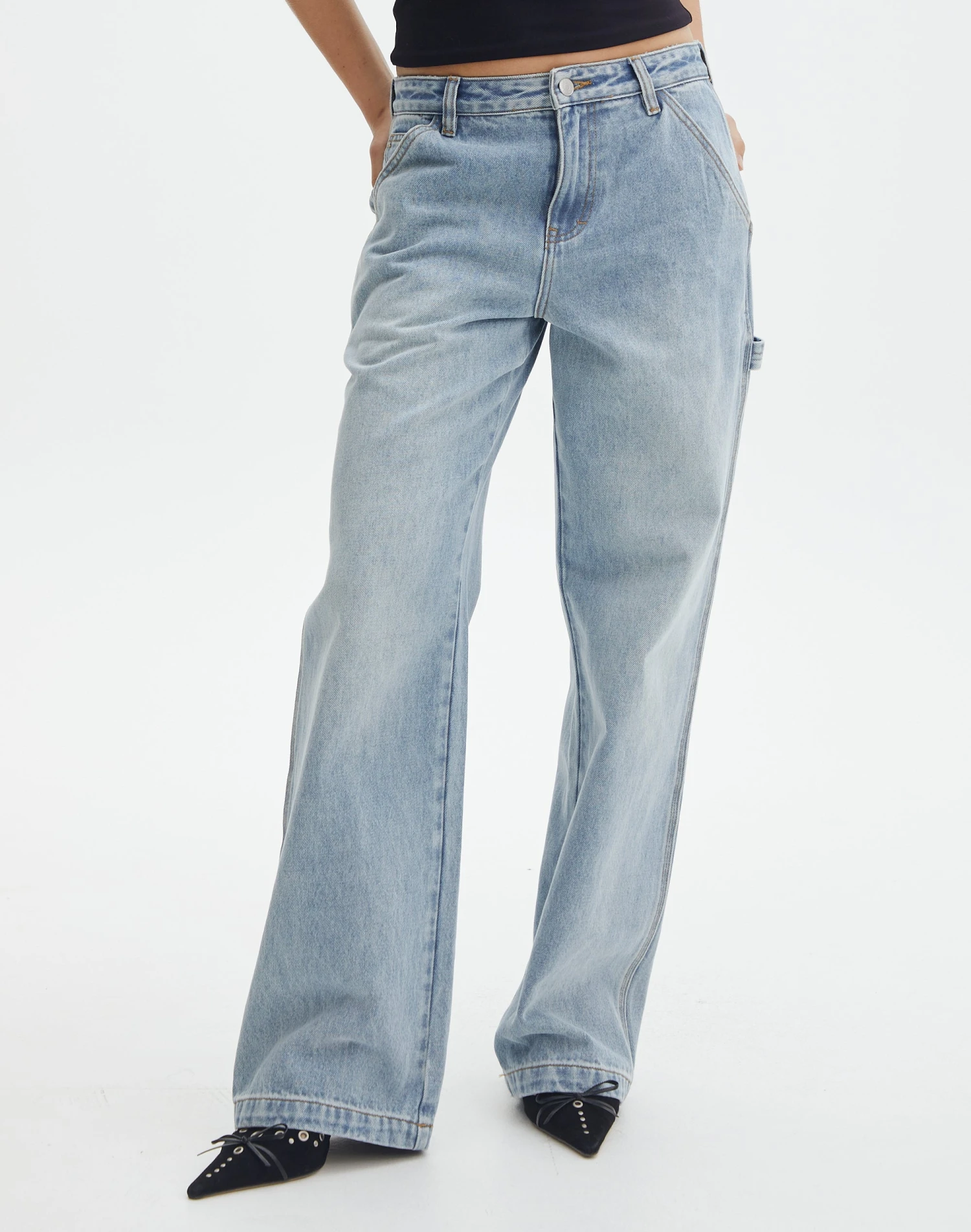 Mid Rise Denim Cargo Jean 4 Mid Rise Denim Cargo Jean - Image 2
