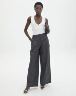 High Waisted Tailored Flare Pants -Everrastyle Shop zuma wide leg pant shadow dancer front pw120225cot 2